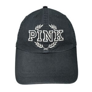 PINK Victoria's Secret Strapback Hat Black One Size Embroidered 6 Panel